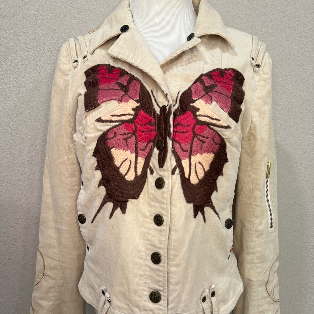 Johnny Was Butterfly Embroidered Cream Jacket - Picture 2 of 3